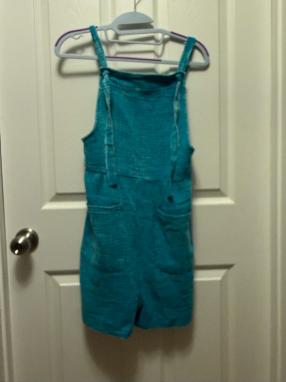 NWOT Zenana Outfitters Teal Knit Short Overalls